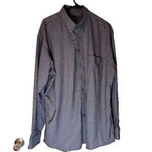 Studio Bill Blass Shirt Men's XLT Button Down LS Blue Check Business Casual